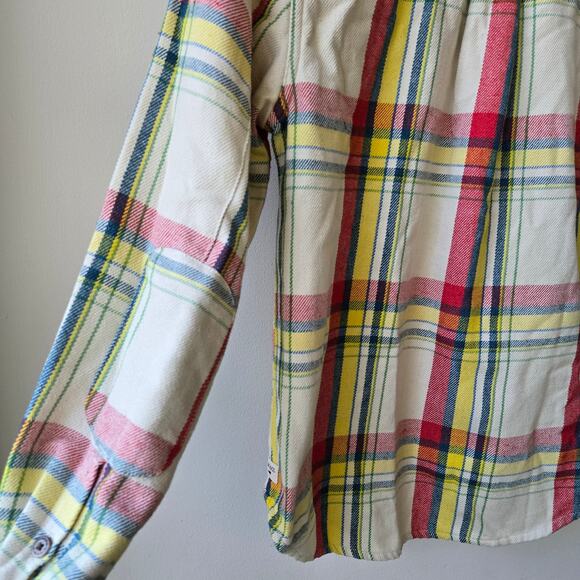 Toad & Co Mojo Plaid Oatmeal Button Up Flannel Long Sleeve Shirt Shacket Medium - Picture 7 of 11